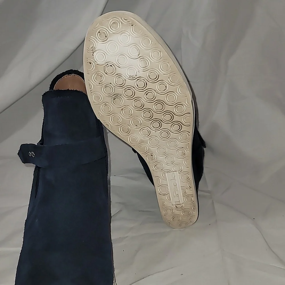Linea Paolo Wedge Sneaker Navy Felicia Platform Shoes Bootie Suede Size 8 M - Picture 7 of 9